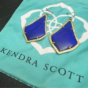 Kendra Scott Alexandra Statement Earrings in Cobalt Blue Gold Tone